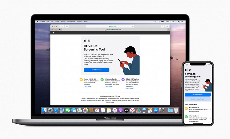 Apple запустила веб-сайт COVID-19 для MacBook Pro и приложение для iPhone