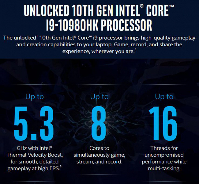 5,3 ГГц в мобильном процессоре — теперь официально. Core i9-10980KH действительно сможет работать на такой частоте